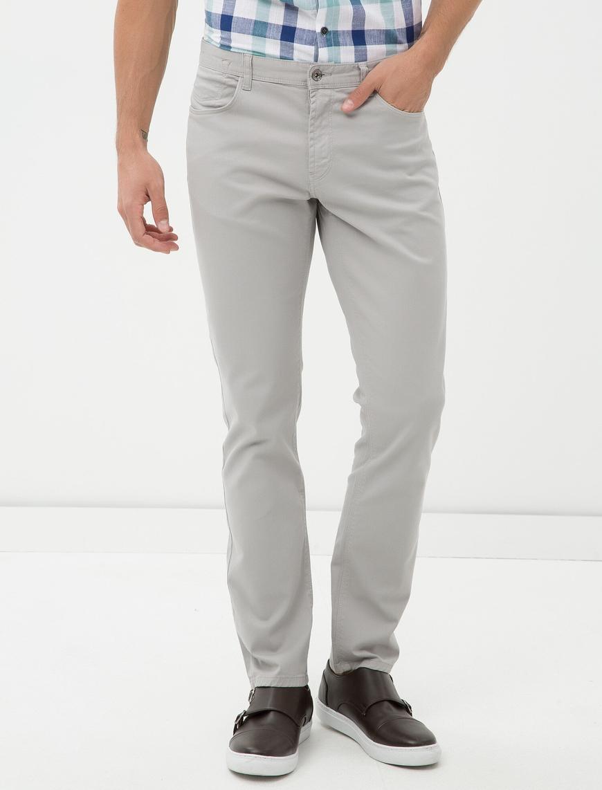   Basic Chino Pantolon Düğmeli Cep Detaylı
