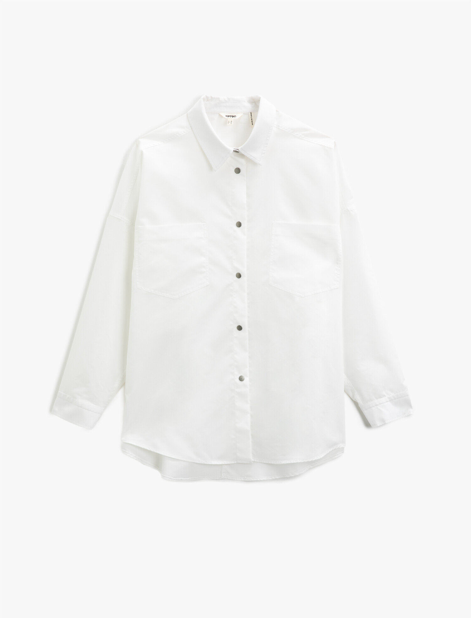   Oversize Gömlek Poplin Pamuklu Düğme Detaylı