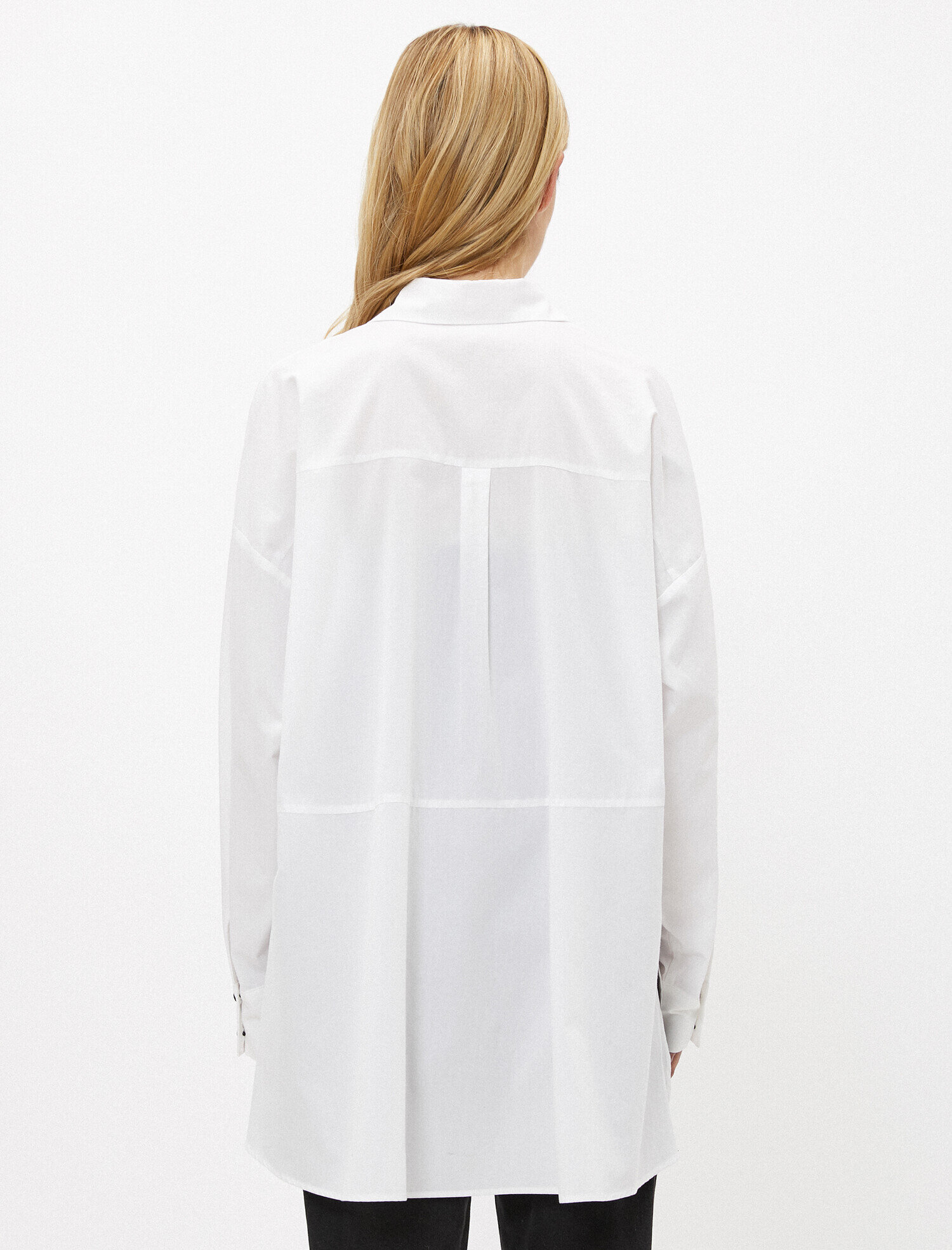   Oversize Gömlek Poplin Pamuklu Düğme Detaylı