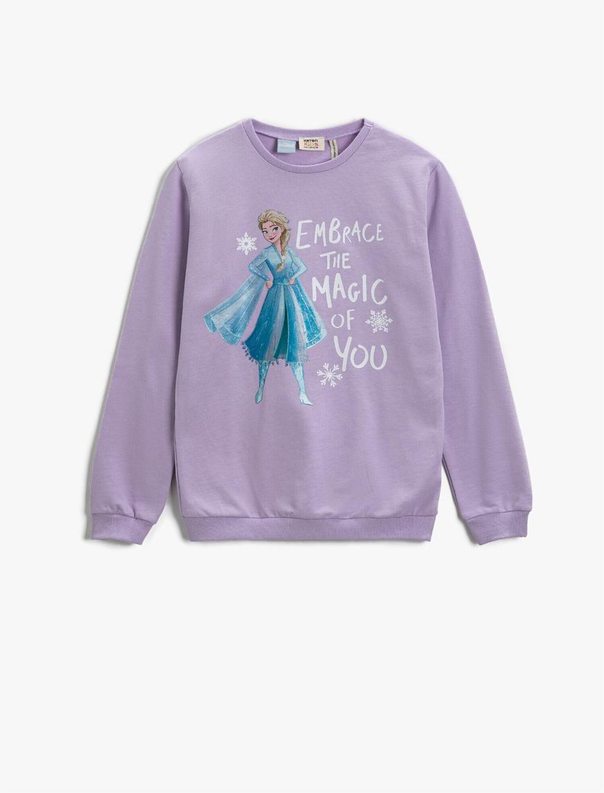  Kız Çocuk Elsa Baskılı Lisanslı Sweatshirt Pamuklu