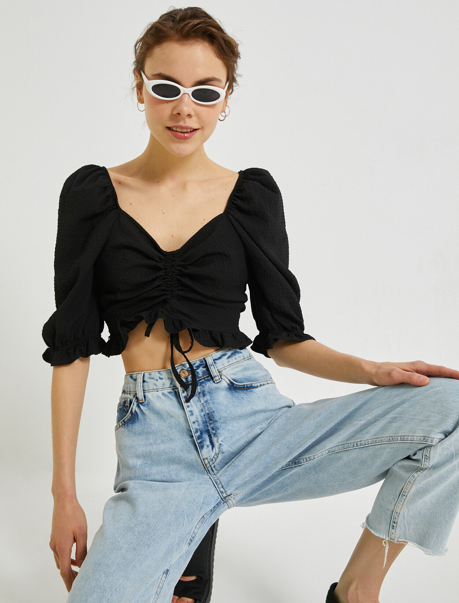   Crop Bluz Kısa Kollu