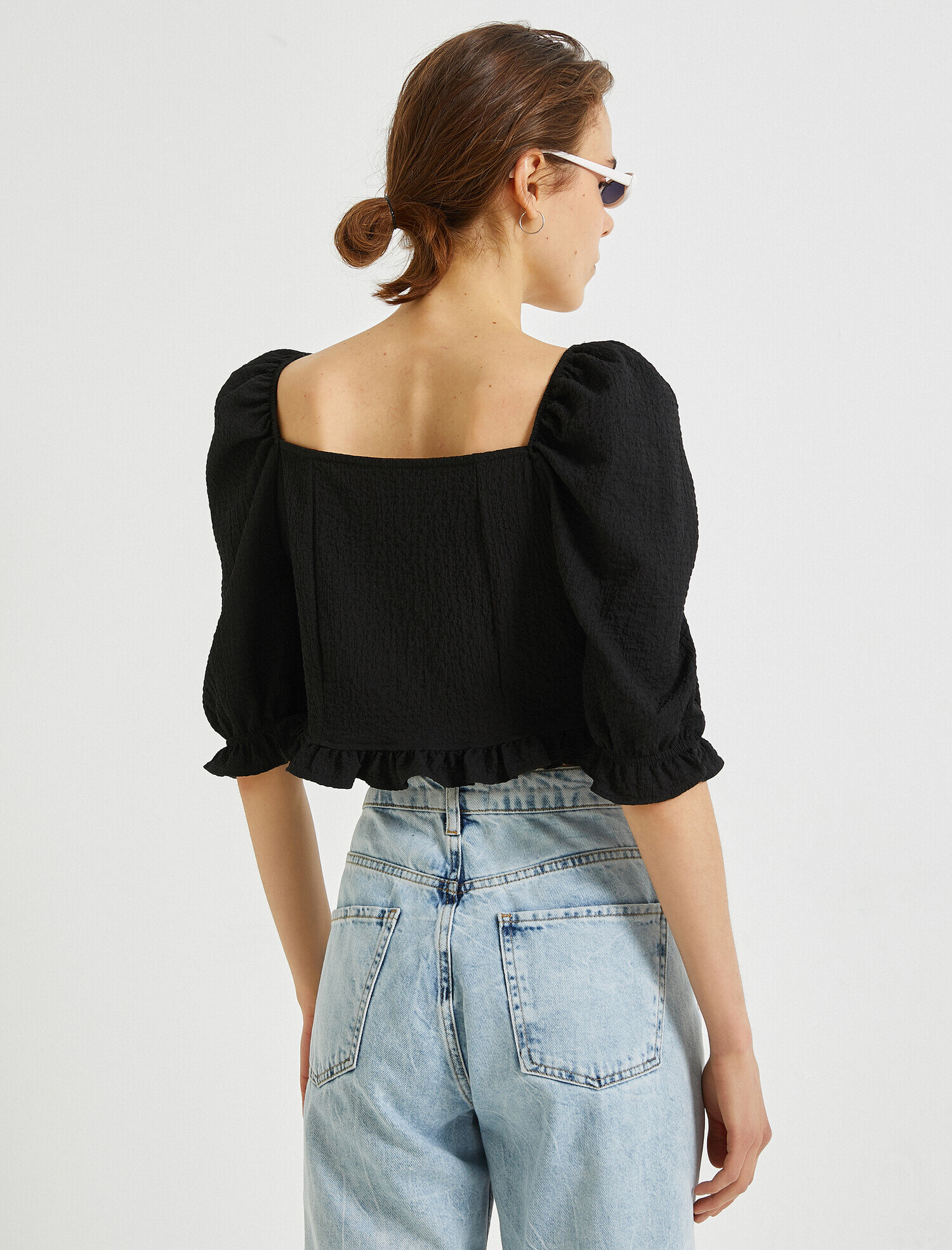   Crop Bluz Kısa Kollu