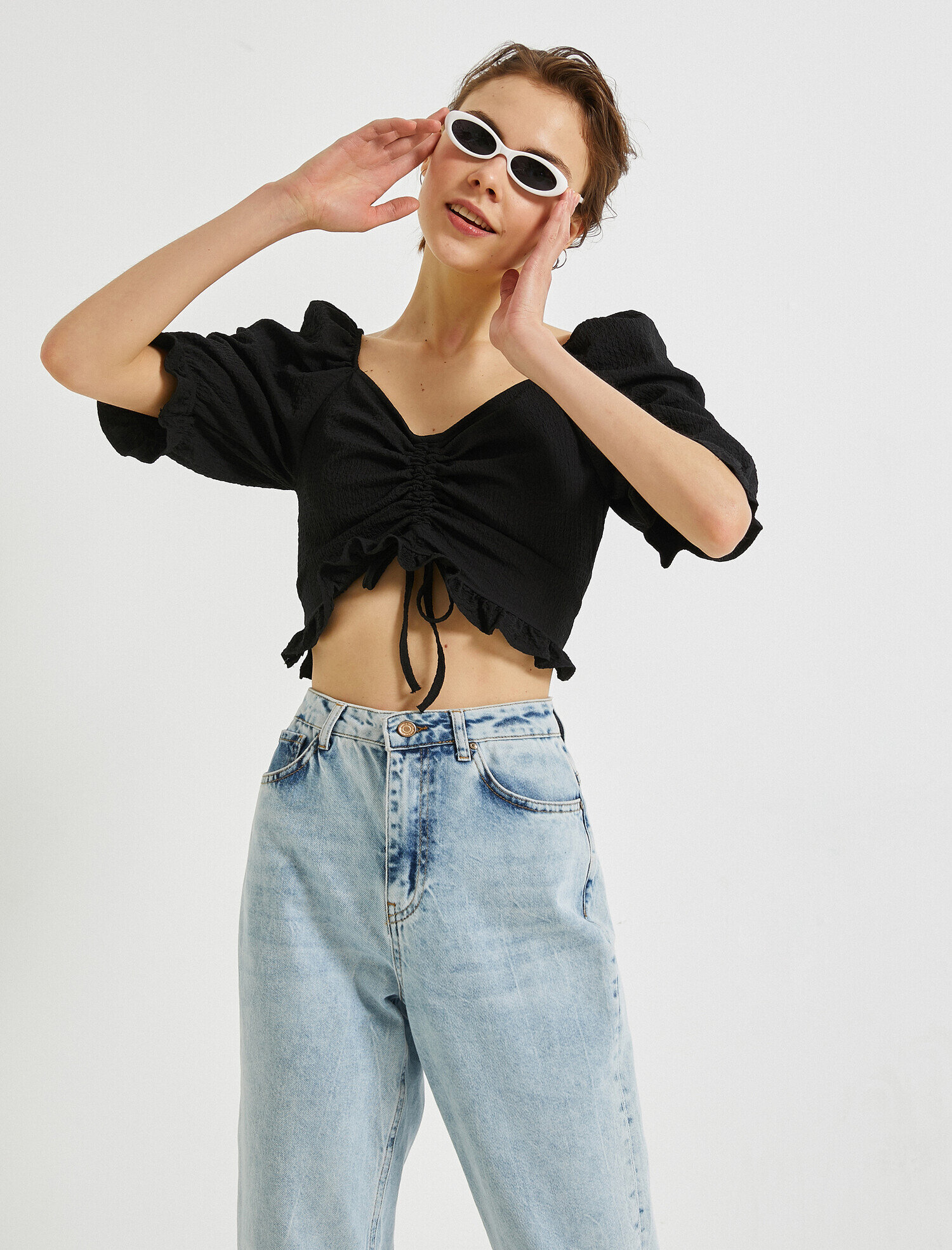   Crop Bluz Kısa Kollu