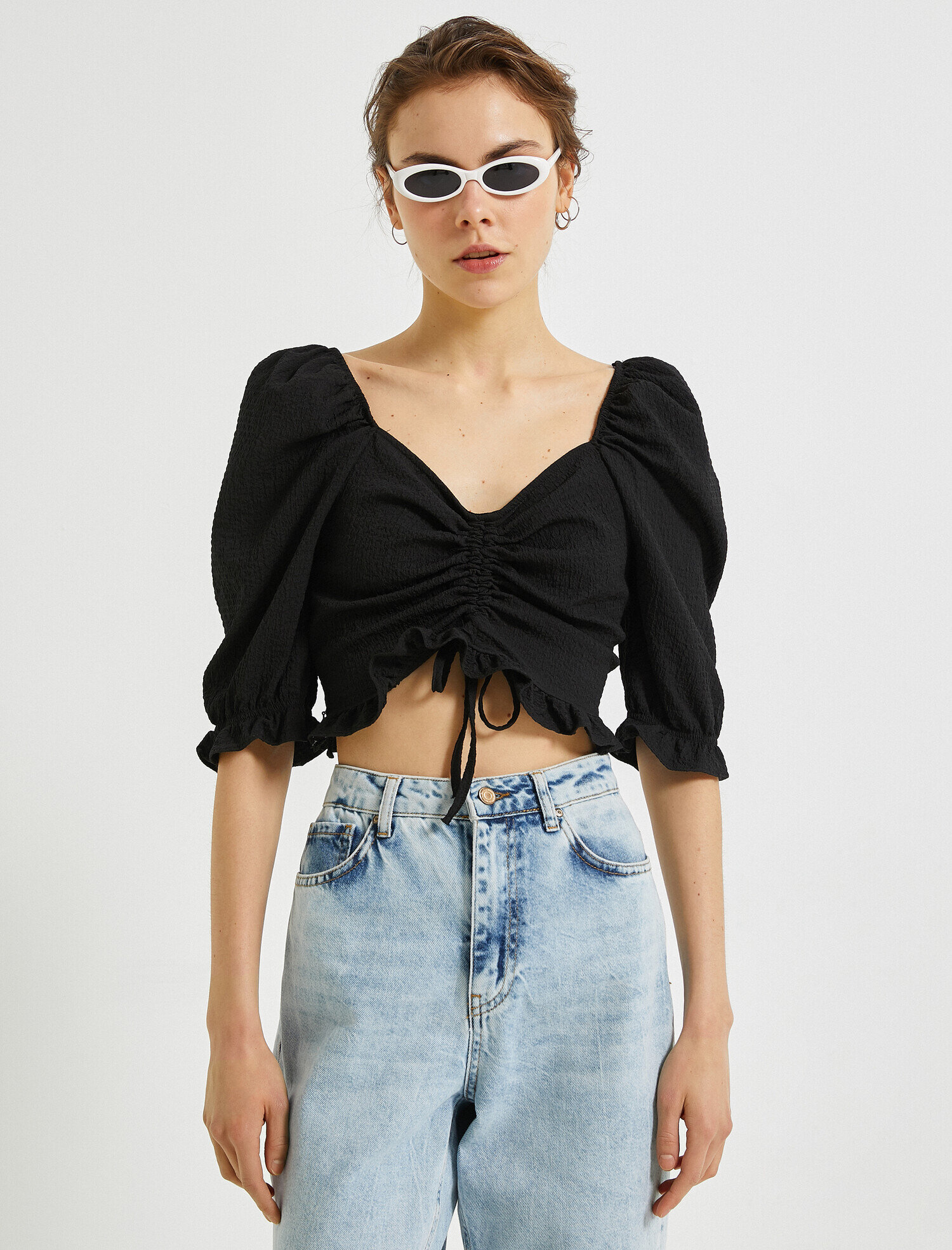   Crop Bluz Kısa Kollu