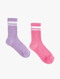 Şeritli Çorap Seti Çoklu Pamuklu