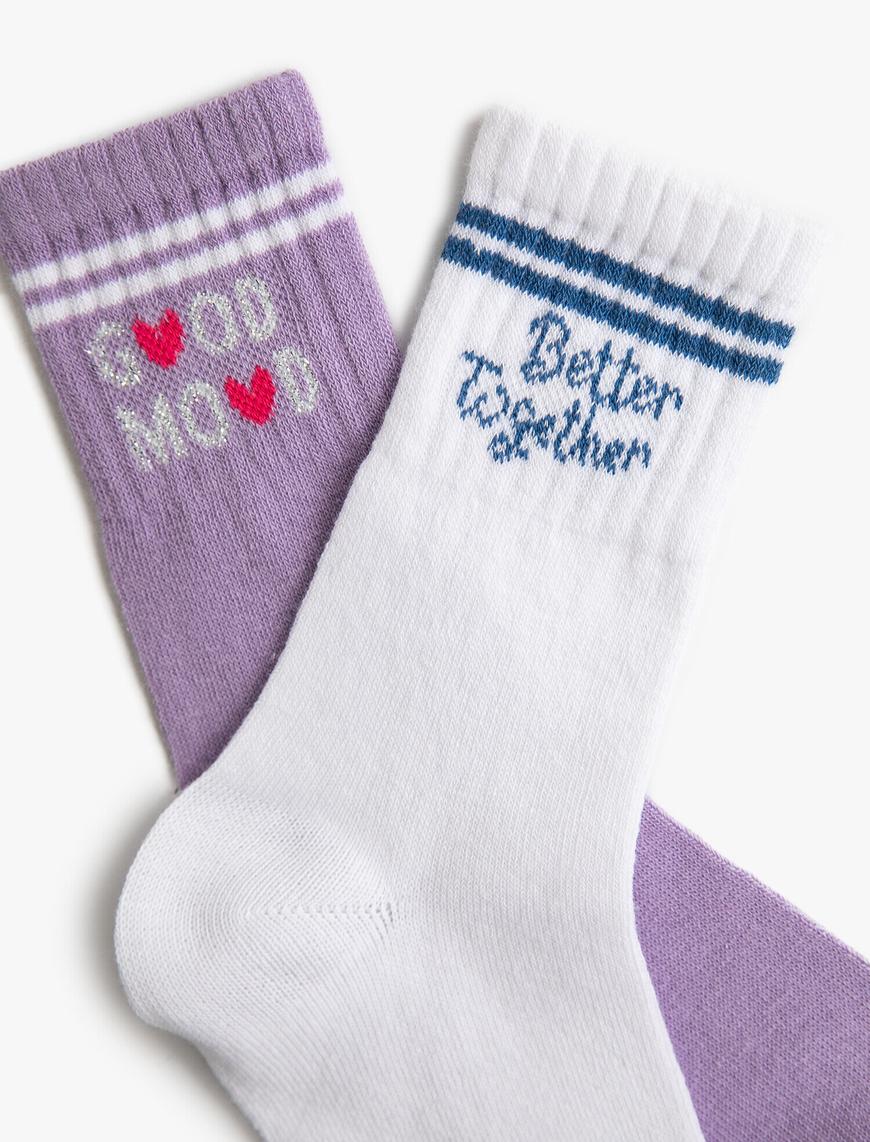  Kız Çocuk Sloganlı Çorap Seti Çoklu Pamuklu