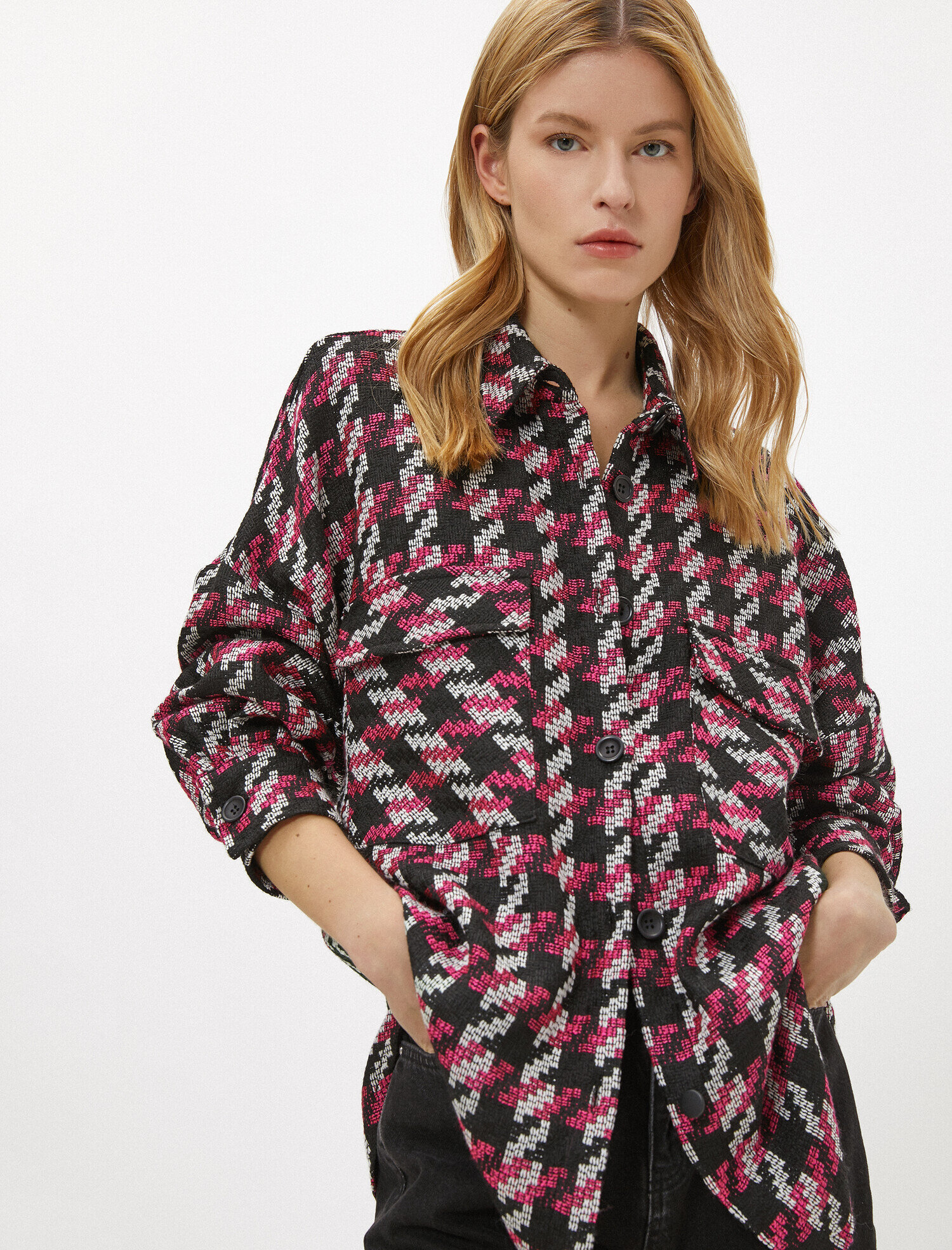   Ceket Gömlek Cepli Desenli Shacket