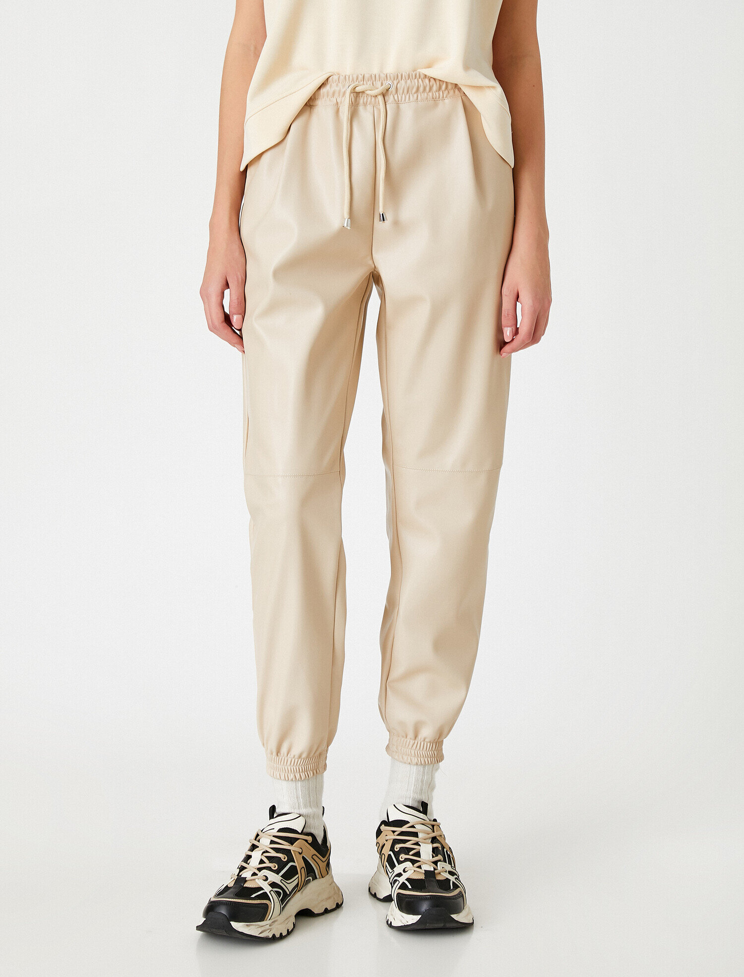   Suni Deri Jogger Pantolon