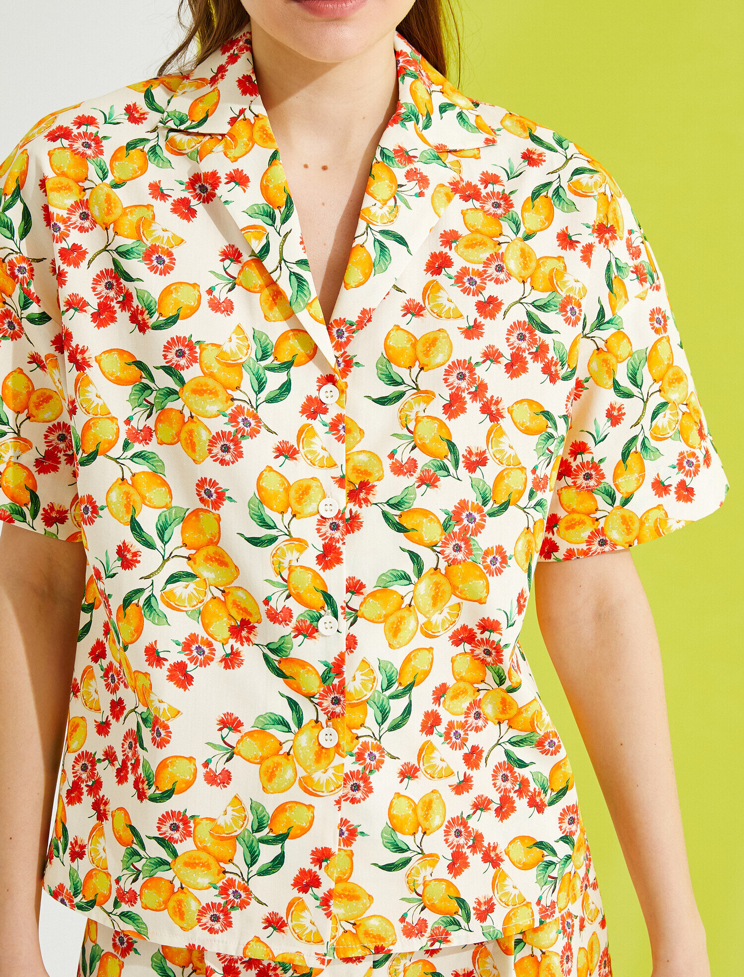   Desenli Gömlek Kısa Kollu Pamuklu