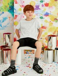 Karanlıkta Parlayan Tişört Bisiklet Yaka Kısa Kollu Pamuklu