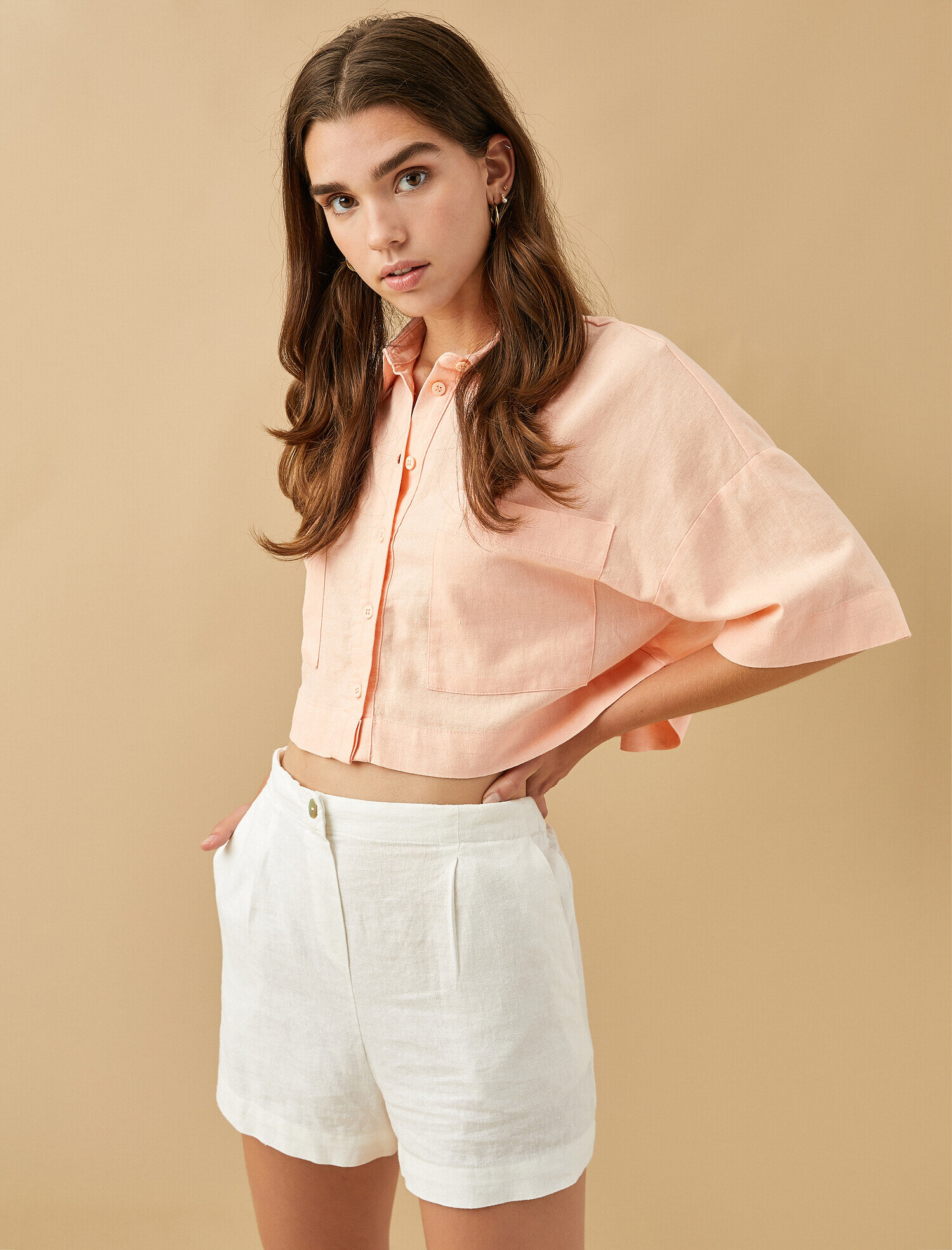 Keten Gömlek Kısa Kollu