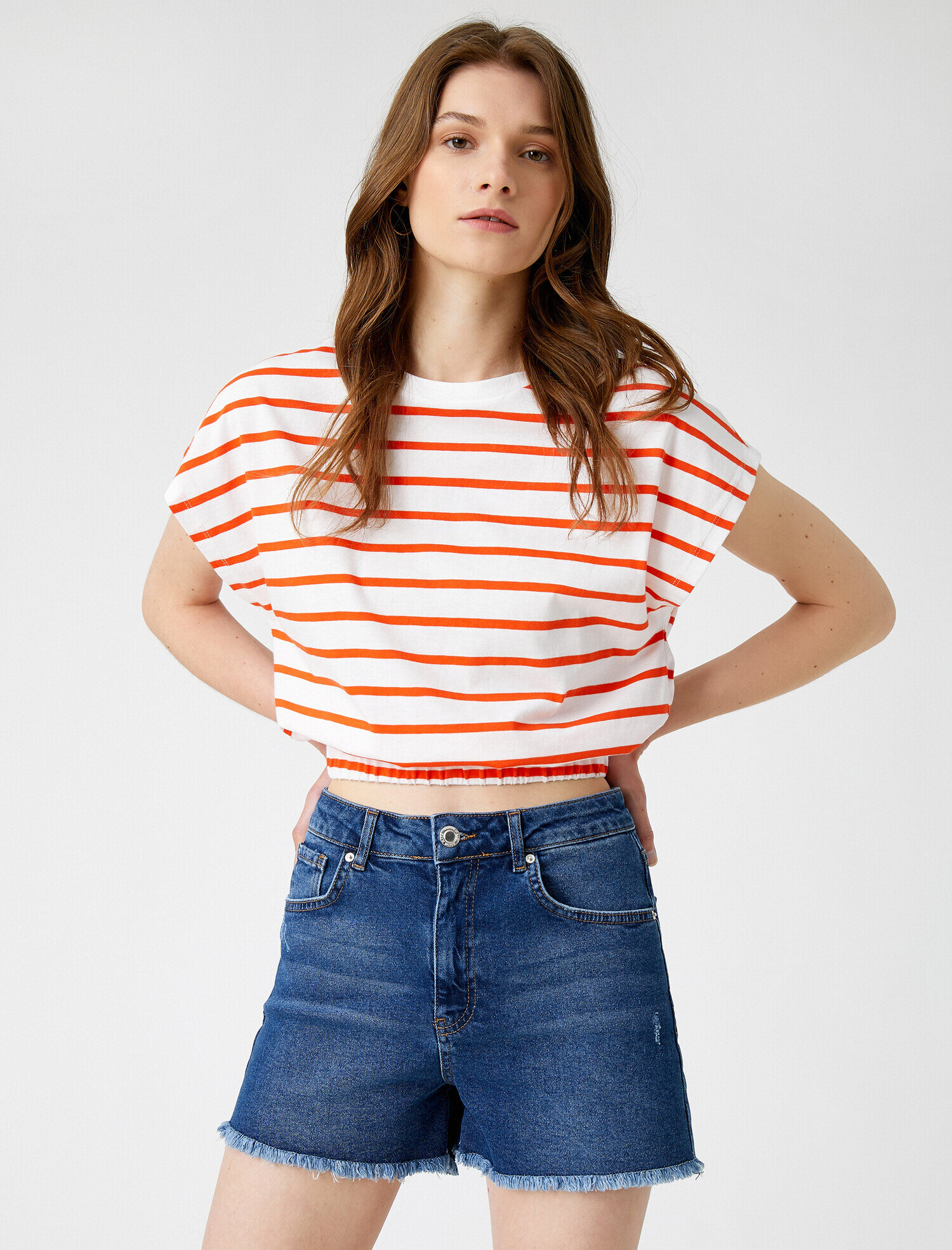   Çizgili Tişört Pamuklu