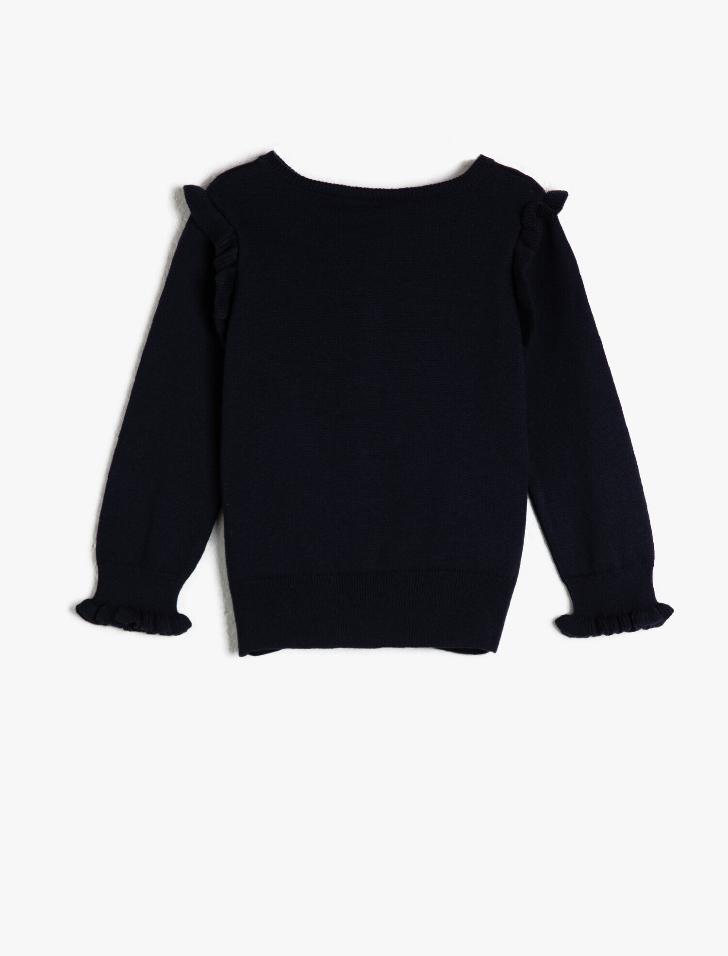  Kız Çocuk Uzun Kollu Fırfırlı Düğmeli Triko Hırka