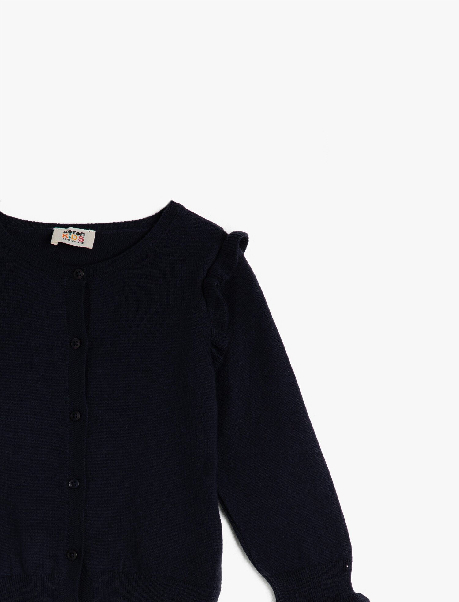  Kız Çocuk Uzun Kollu Fırfırlı Düğmeli Triko Hırka