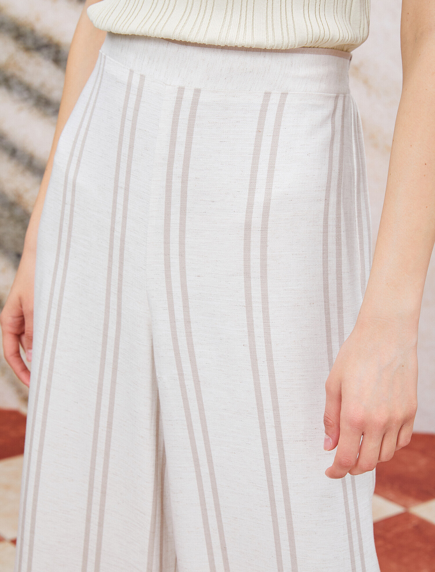   Çizgili Pantolon Geniş Paça