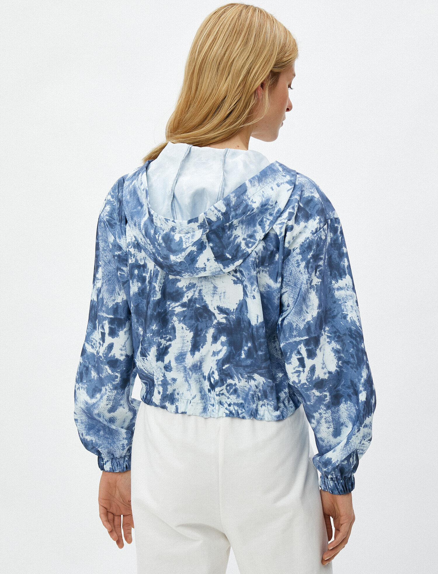   Crop Bluz Kapüşonlu Uzun Kollu Fermuar Detaylı