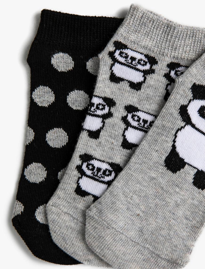  Kız Çocuk Pandalı Çorap Seti Pamuklu Desenli