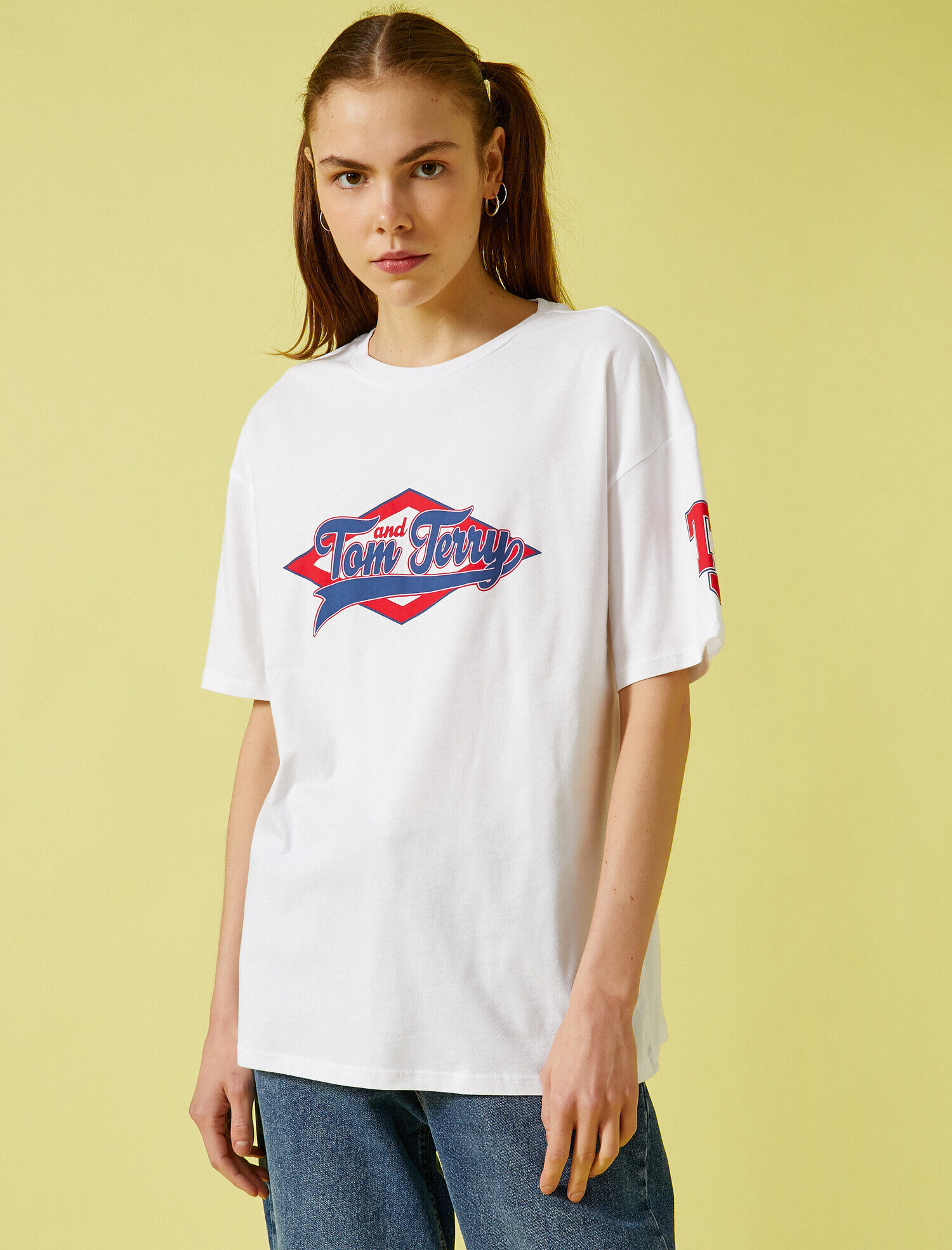   Tom & Jerry Tişört Lisanslı Kısa Kollu Pamuklu Oversize