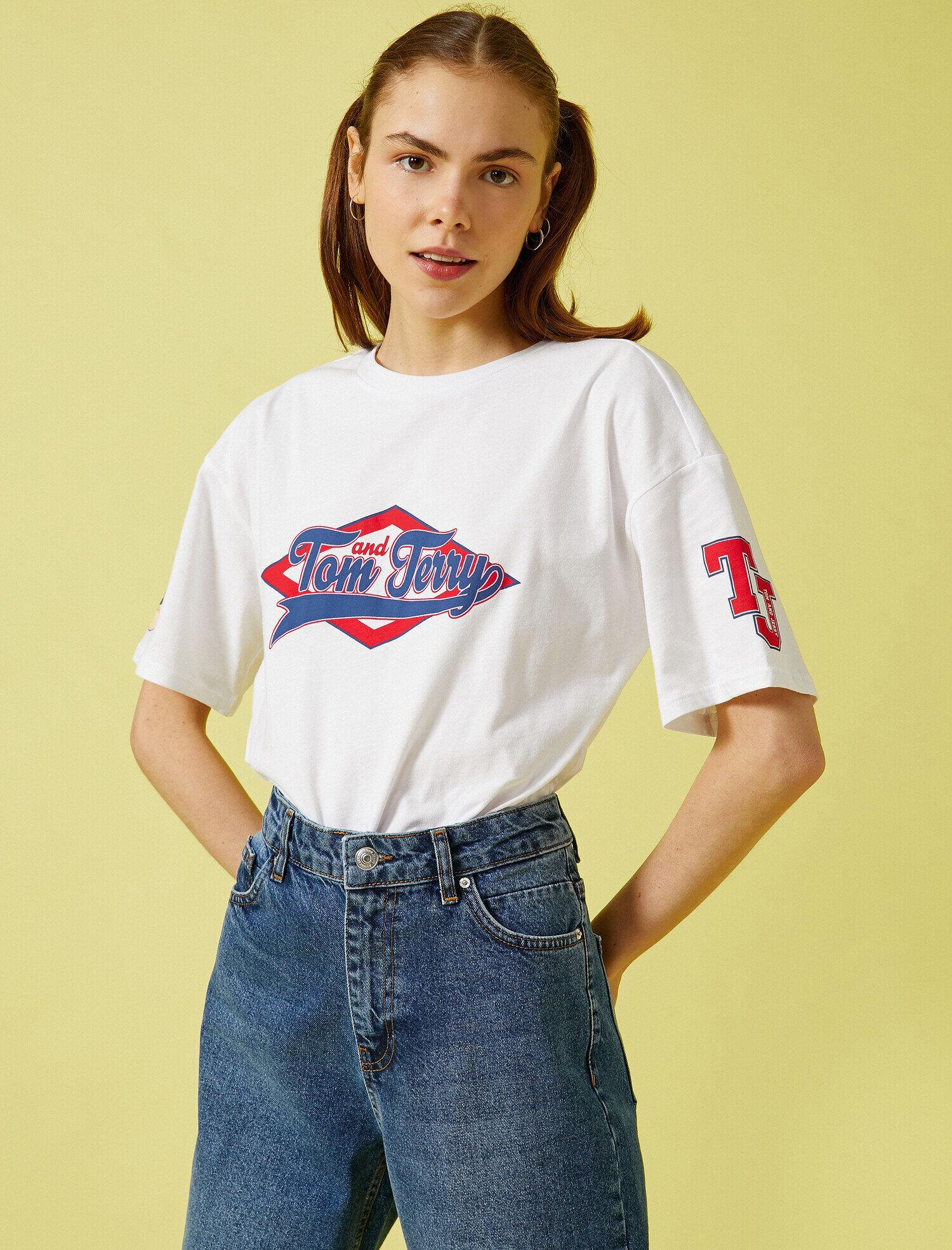   Tom & Jerry Tişört Lisanslı Kısa Kollu Pamuklu Oversize