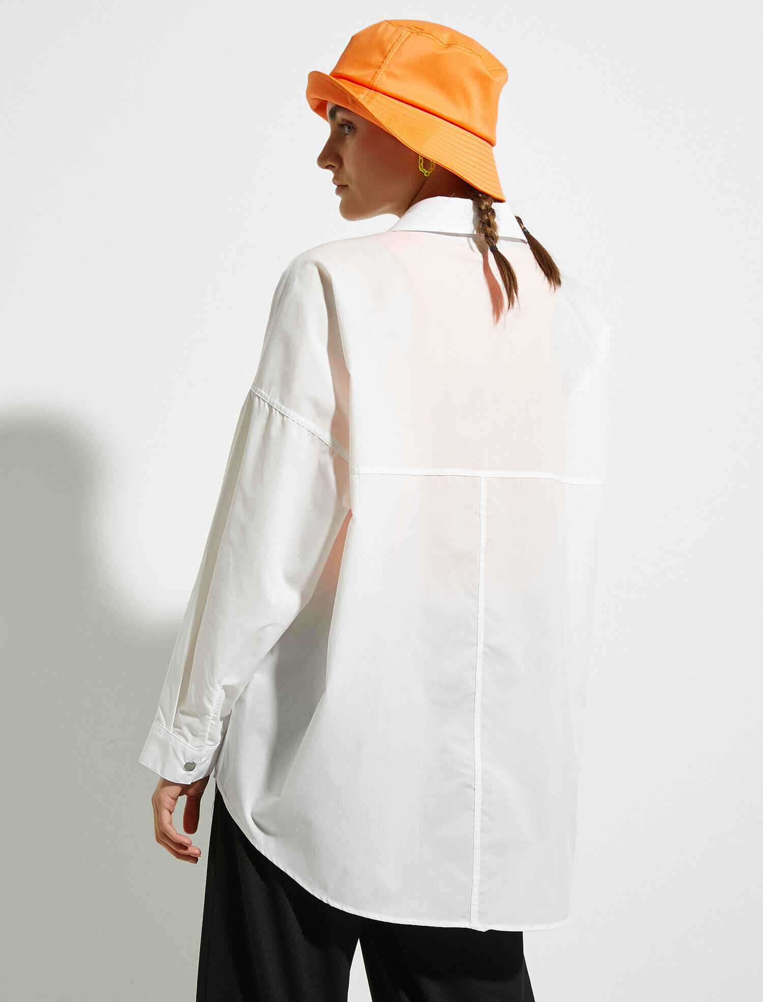   Oversize Gömlek Poplin Düğme Detaylı