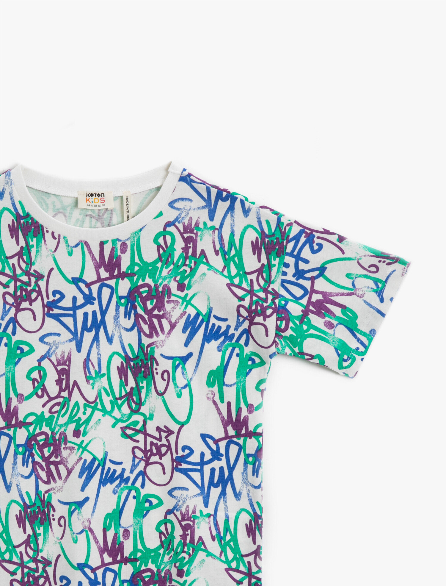  Erkek Çocuk Baskılı Tişört Pamuklu Kısa Kollu Bisiklet Yaka Kısa Kollu