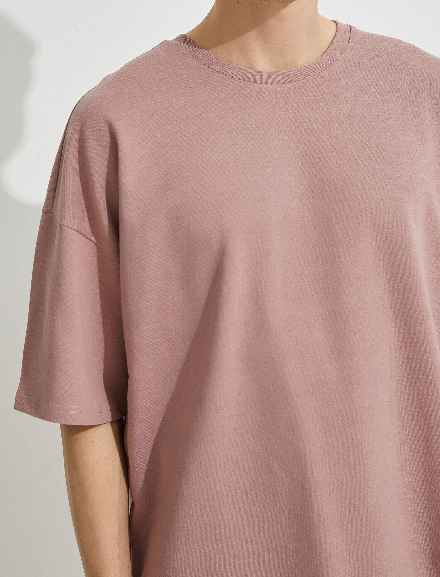   Rahat Kesim Tişört Pamuklu Kısa Kollu Bisiklet Yaka Oversize