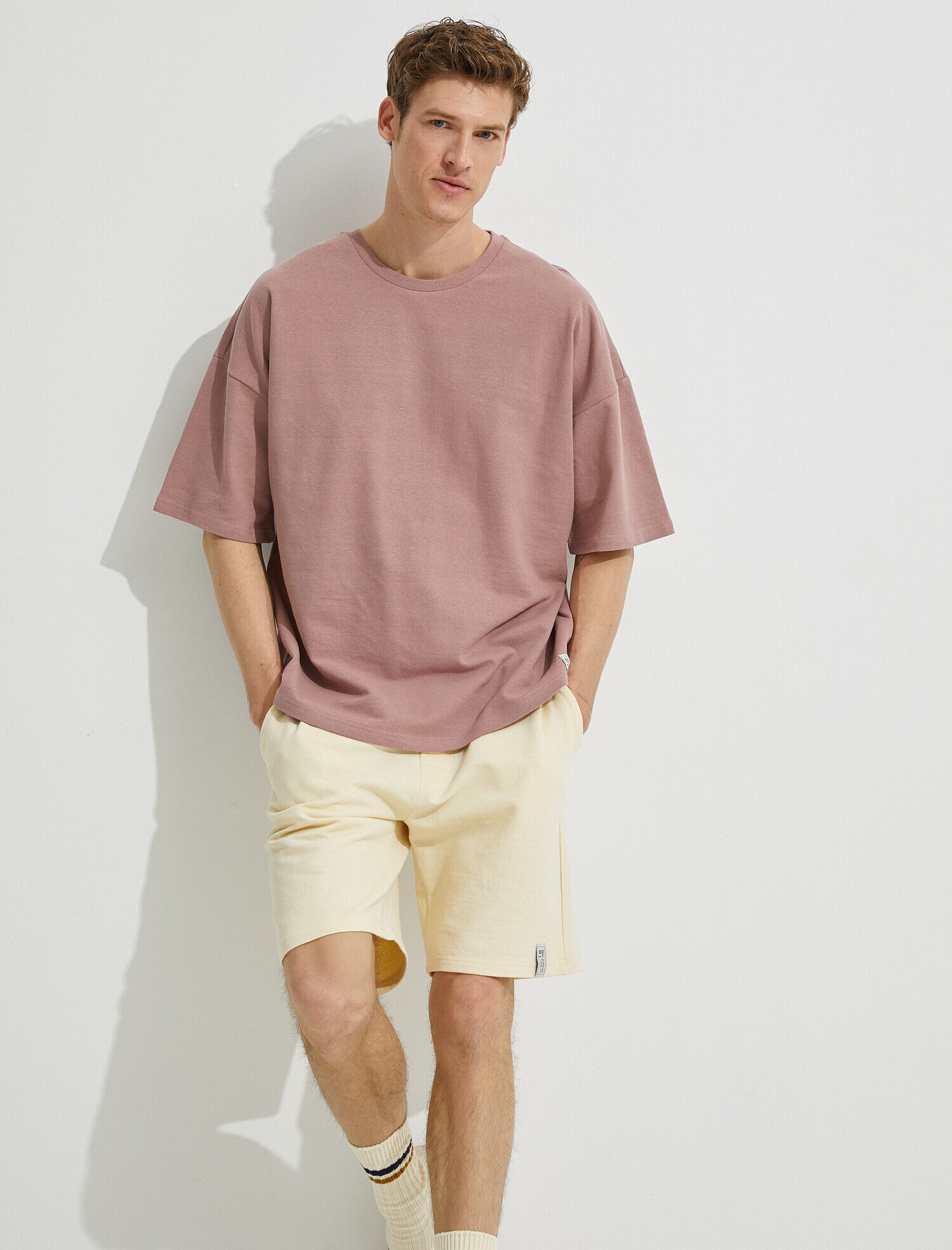   Rahat Kesim Tişört Pamuklu Kısa Kollu Bisiklet Yaka Oversize