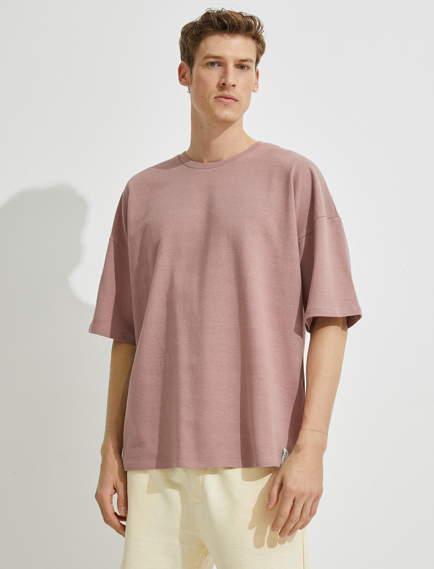   Rahat Kesim Tişört Pamuklu Kısa Kollu Bisiklet Yaka Oversize