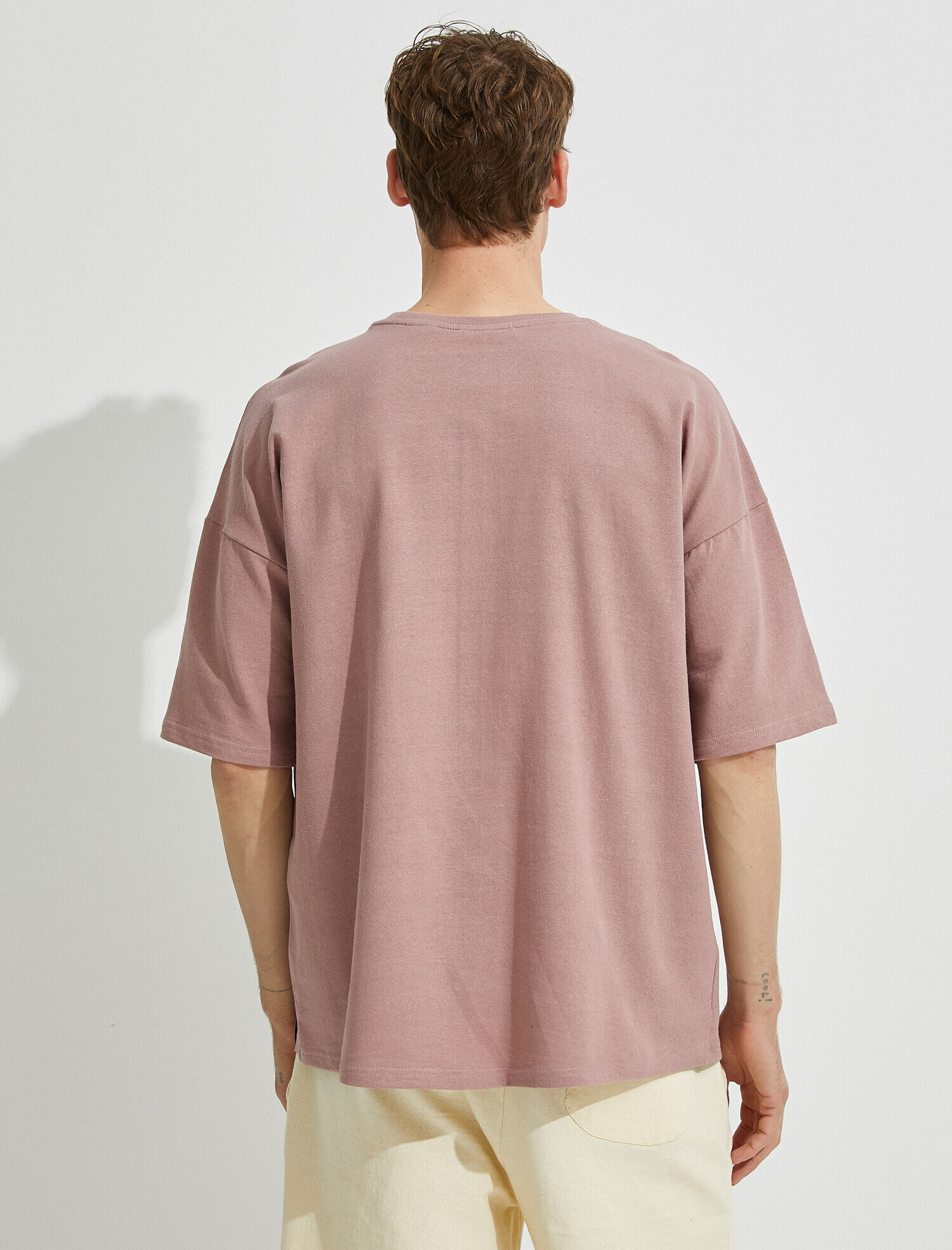   Rahat Kesim Tişört Pamuklu Kısa Kollu Bisiklet Yaka Oversize