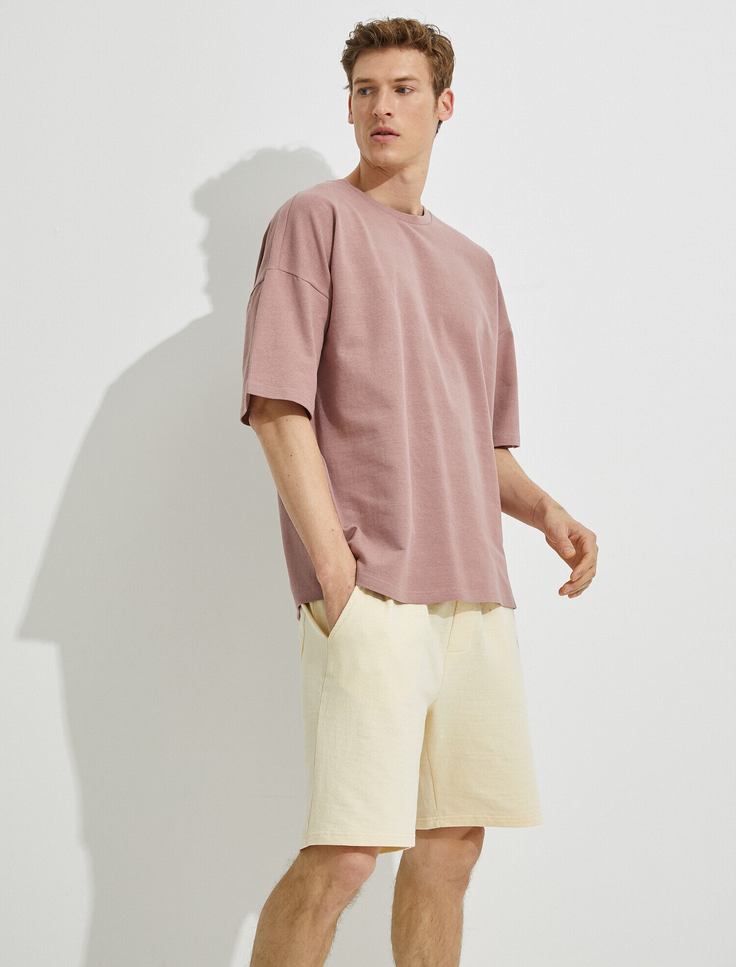   Rahat Kesim Tişört Pamuklu Kısa Kollu Bisiklet Yaka Oversize