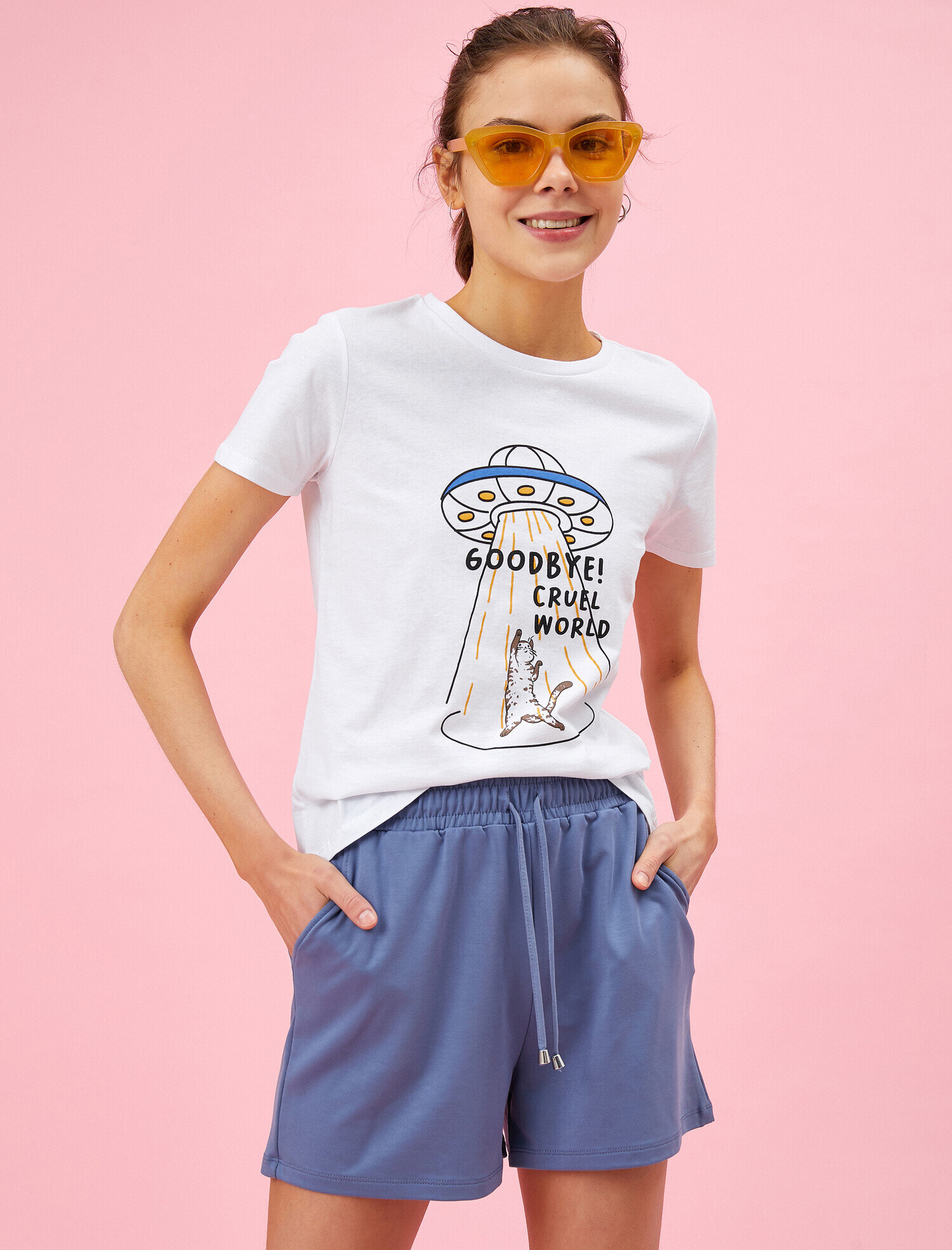   Baskılı Tişört Bisiklet Yaka