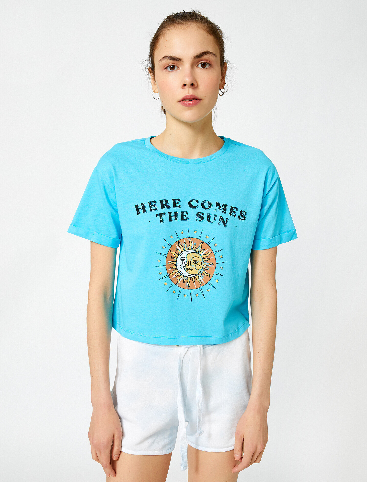   Yazılı Baskılı Tişört Bisiklet Yaka Pamuklu