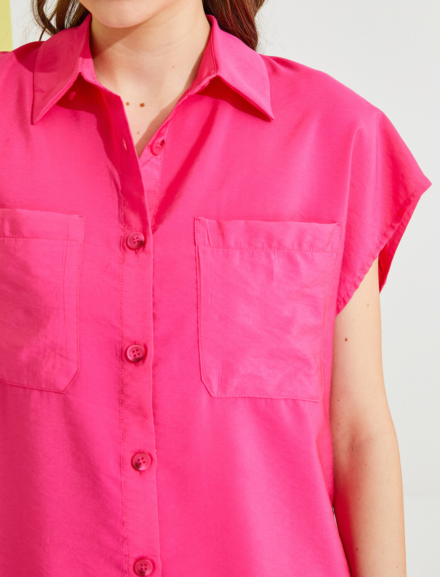   Kısa Kollu Gömlek Cepli Oversize