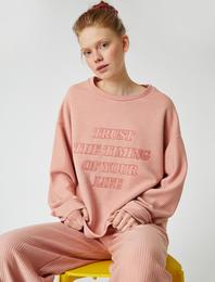 Bisiklet Yaka Oversize Pijama Üstü