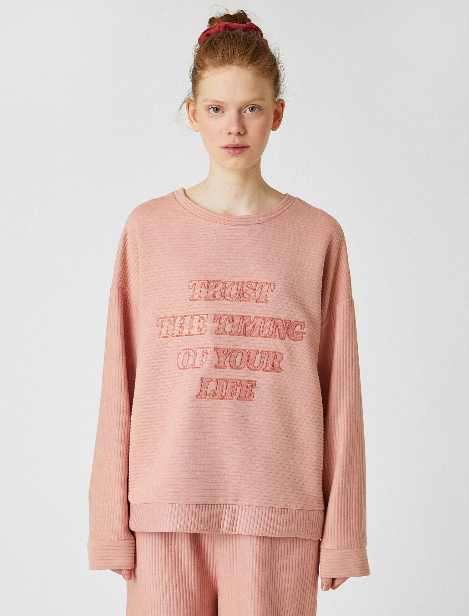   Bisiklet Yaka Oversize Pijama Üstü