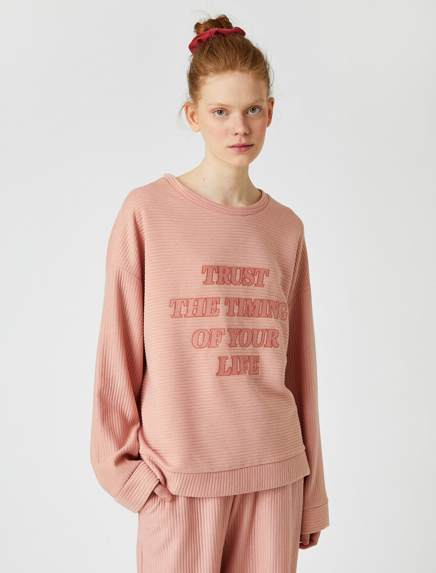   Bisiklet Yaka Oversize Pijama Üstü