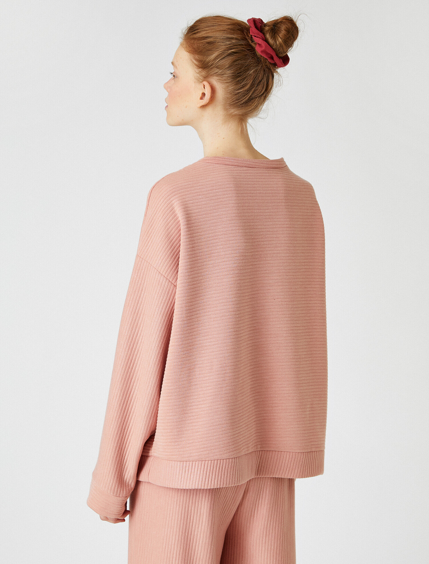   Bisiklet Yaka Oversize Pijama Üstü