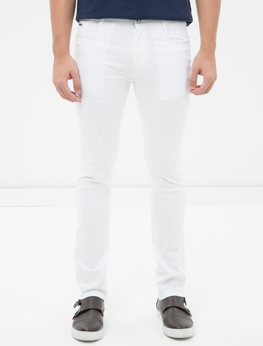   Basic Chino Pantolon Düğmeli Cep Detaylı Dar Kesim