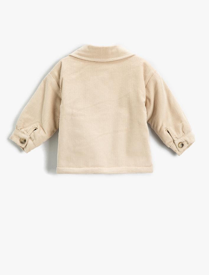 Kız Bebek Yakası İşlemeli Ceket Cep Detaylı
