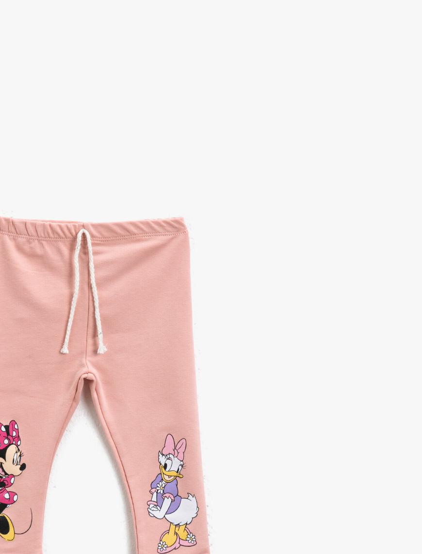  Kız Bebek Minnie Mouse Lisanslı Baskılı Normal Bel Tayt