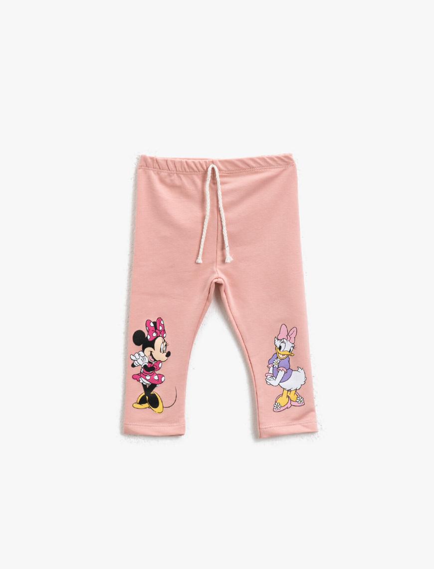  Kız Bebek Minnie Mouse Lisanslı Baskılı Normal Bel Tayt
