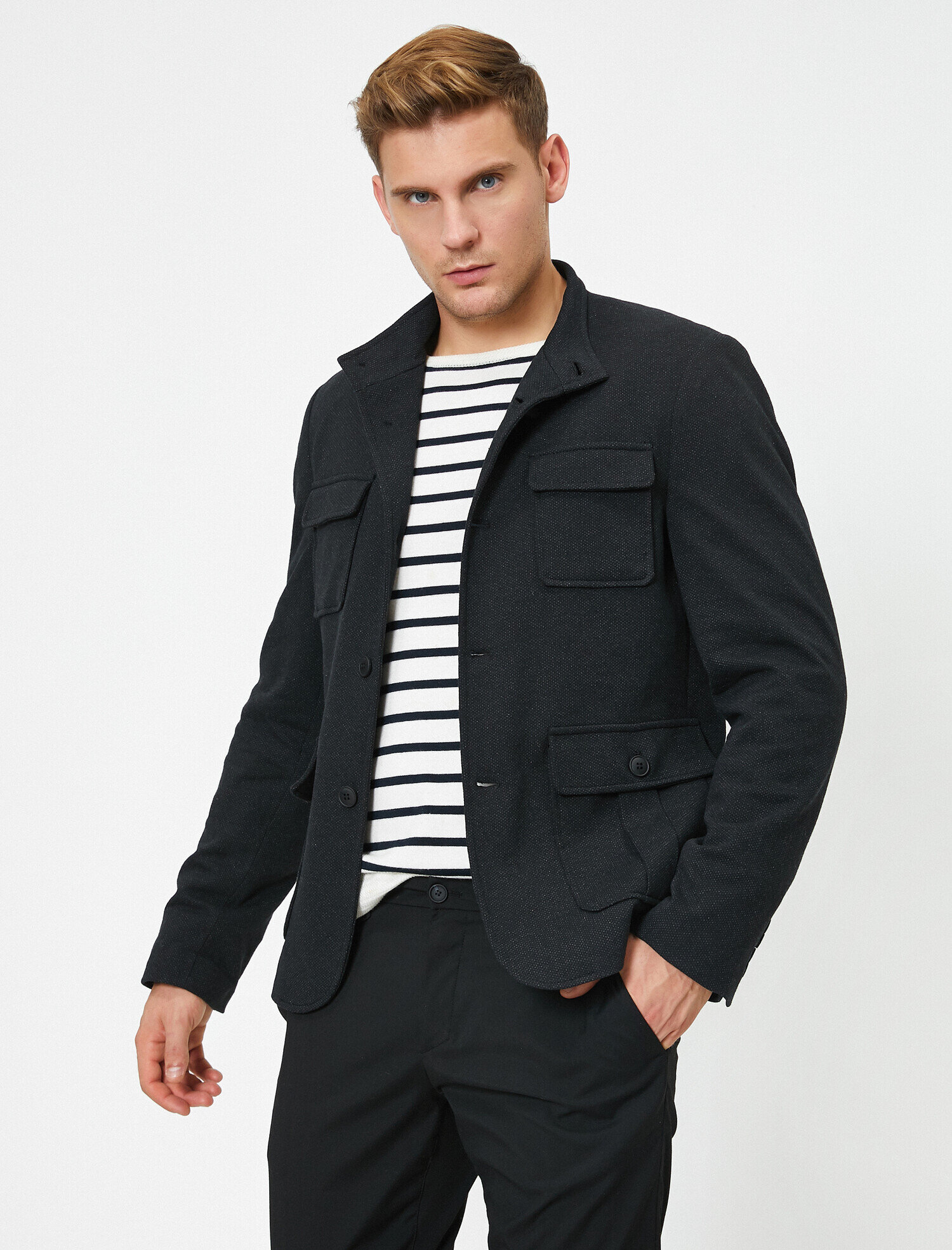   Cep Detaylı Düğmeli Blazer Ceket