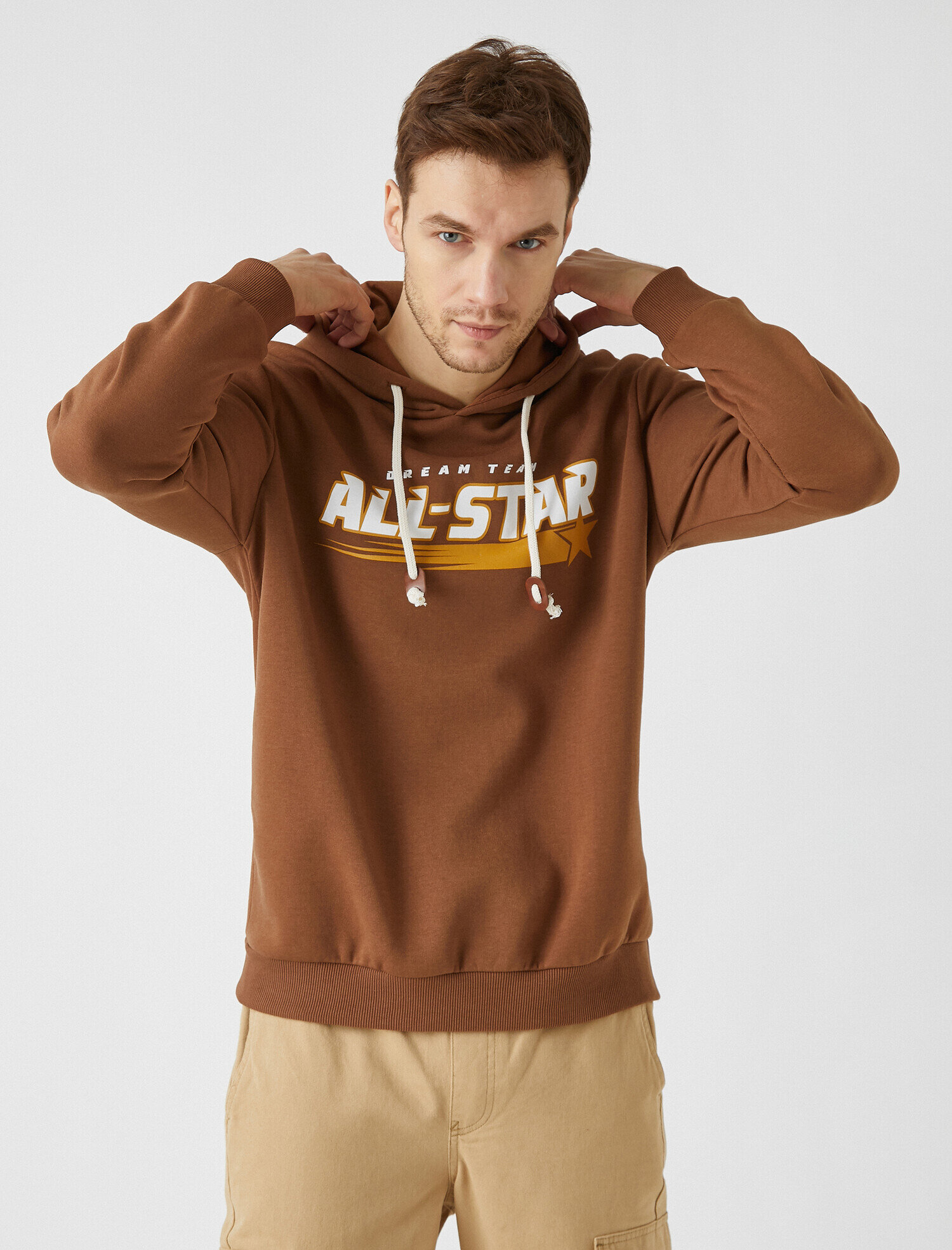 All Star Baskılı Kapüşonlu Uzun Kollu Sweatshirt