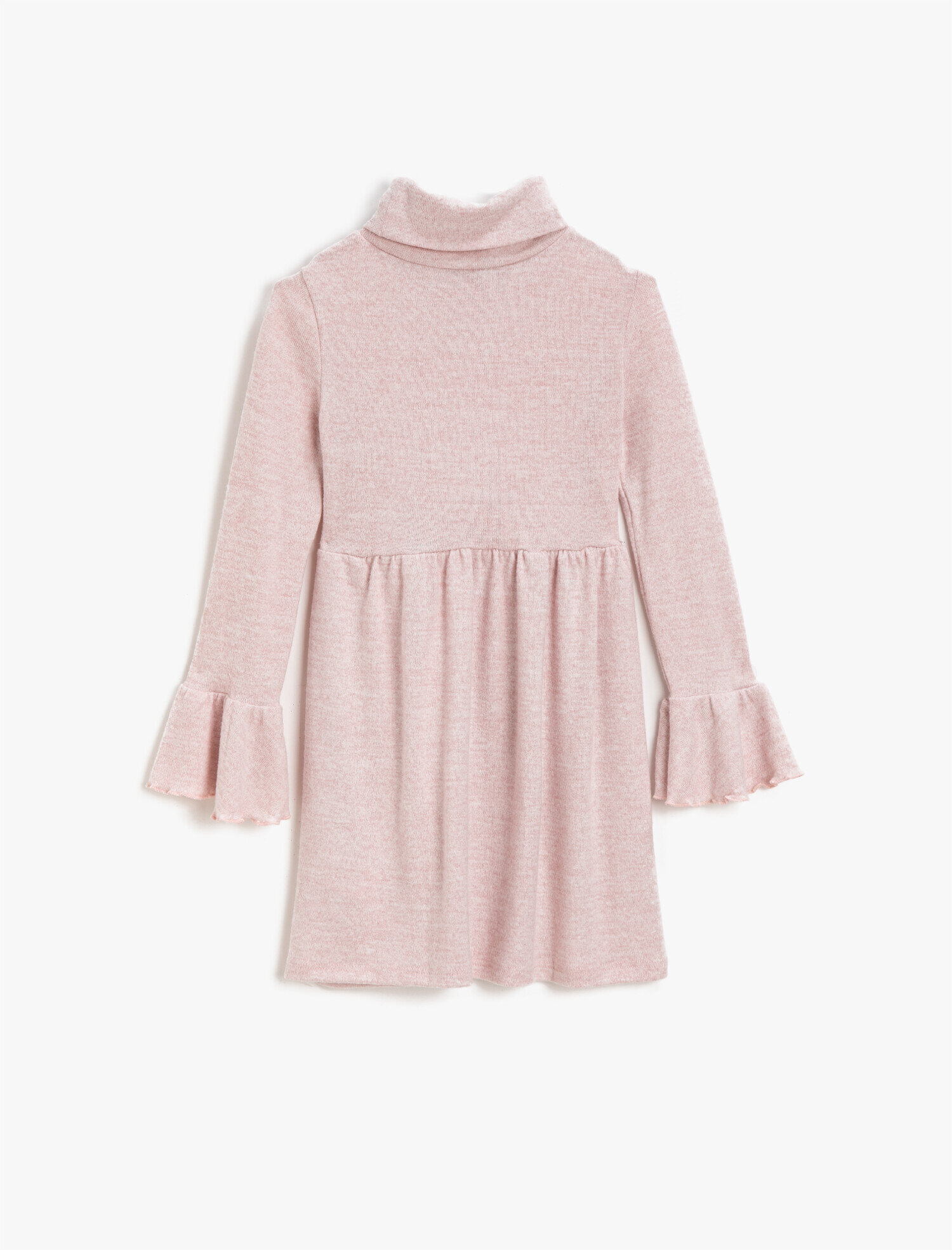  Kız Çocuk Yüksek Yaka Basic Uzun Kollu Elbise