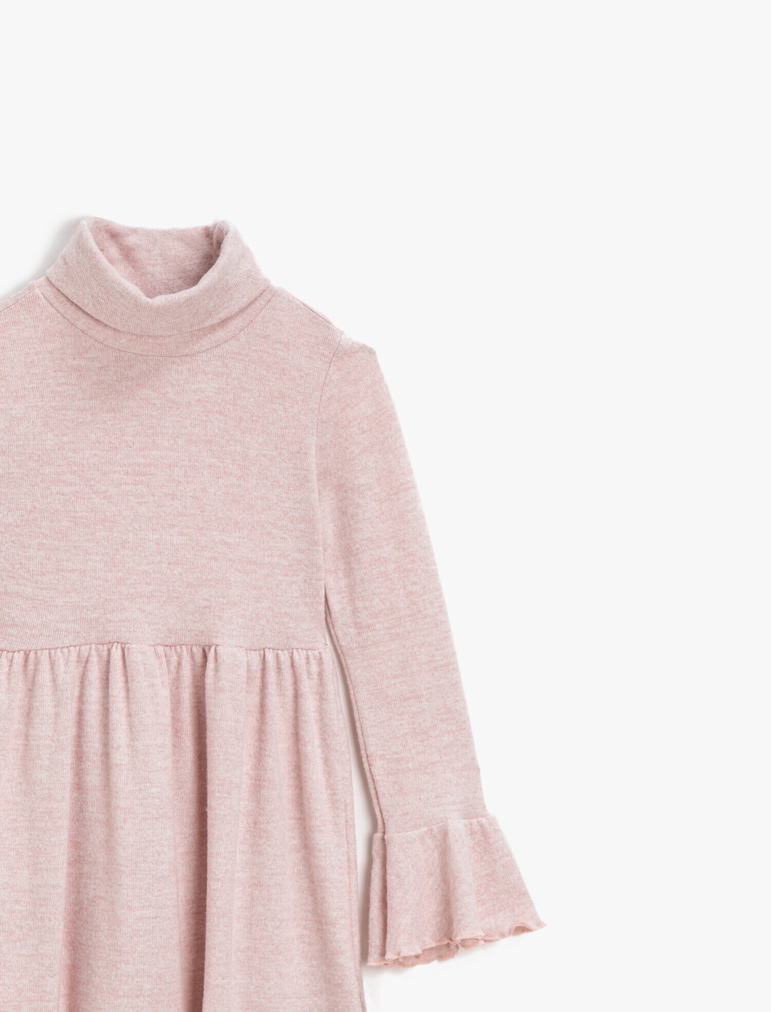  Kız Çocuk Yüksek Yaka Basic Uzun Kollu Elbise