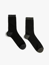 Çorap Metalik Detaylı Pamuklu