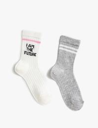 Sloganlı Çorap Seti Pamuklu
