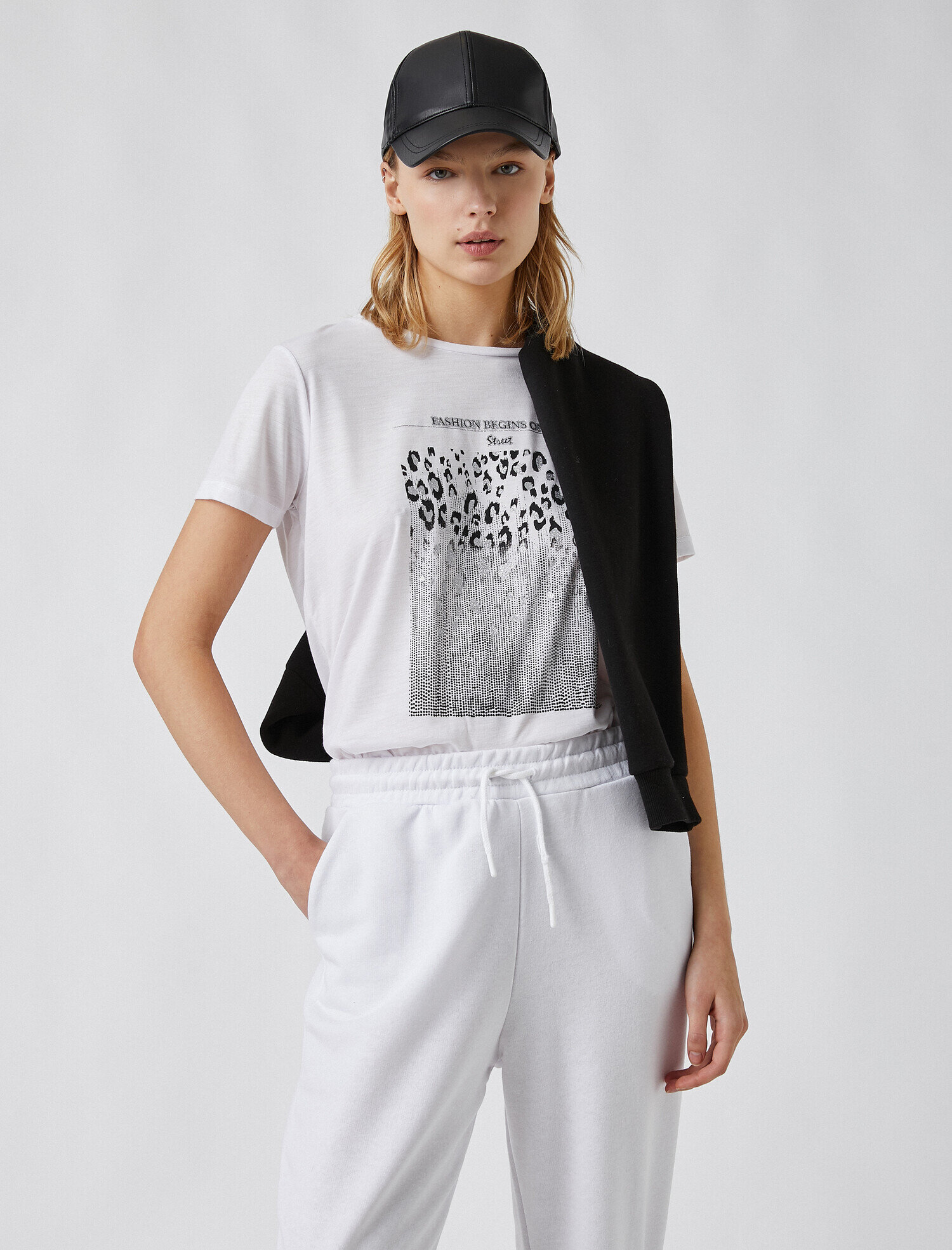   Kısa Kollu Tişört Bisiklet Yaka Baskılı