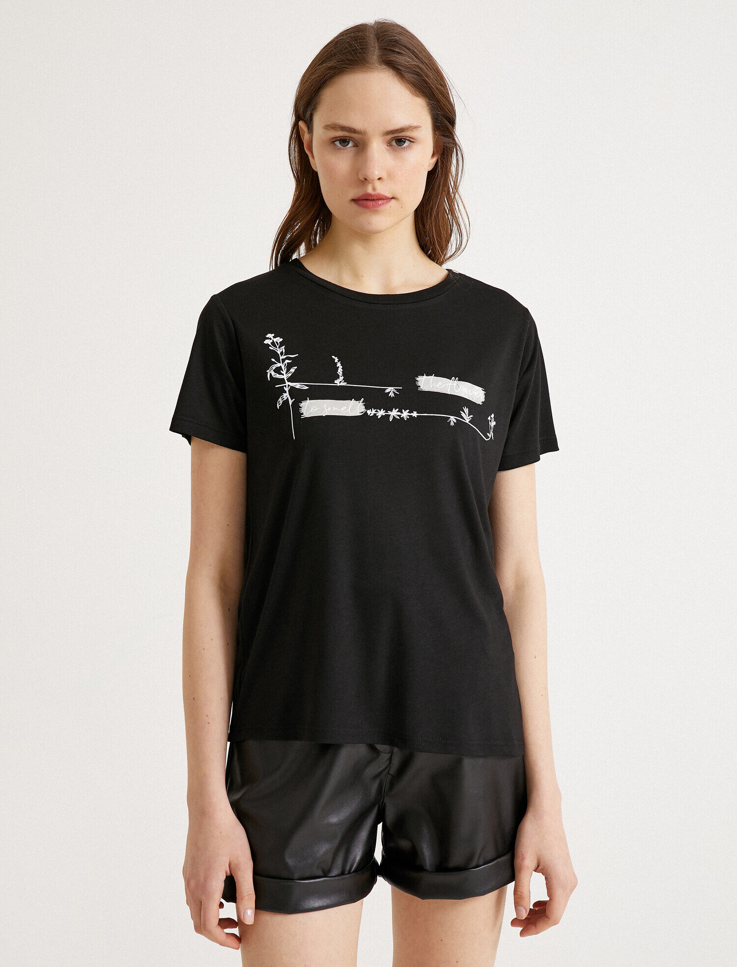   Baskılı Tişört Bisiklet Yaka