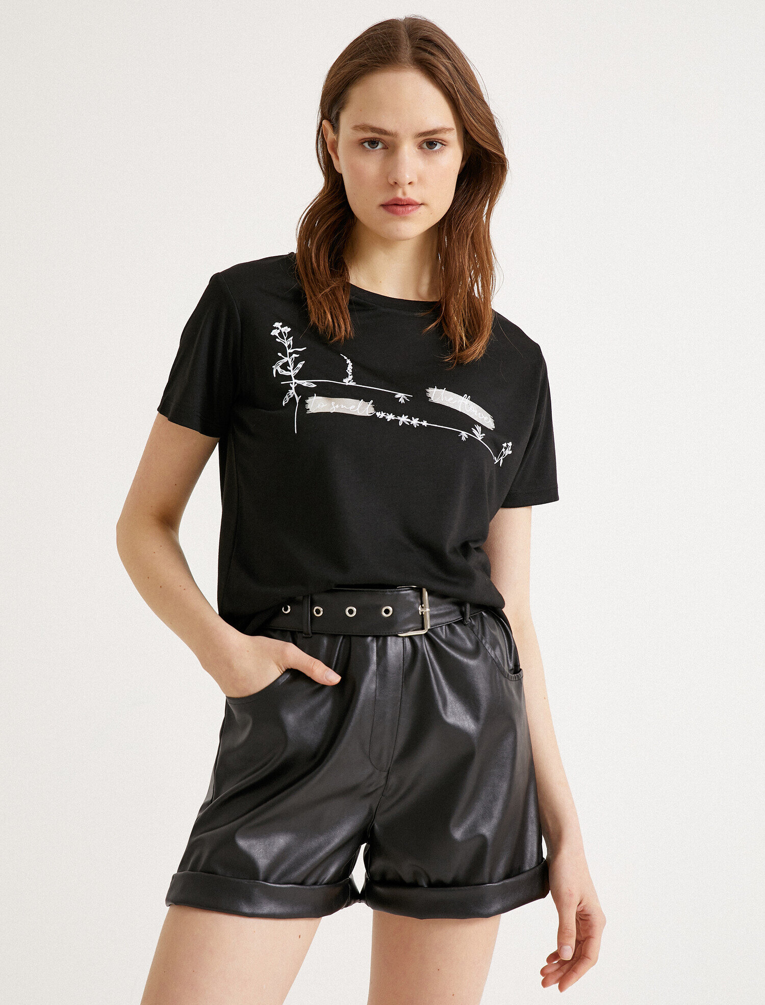   Baskılı Tişört Bisiklet Yaka